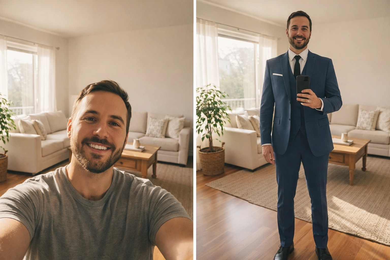 Probador inteligente paratraje azul petróleo - vista previa virtual