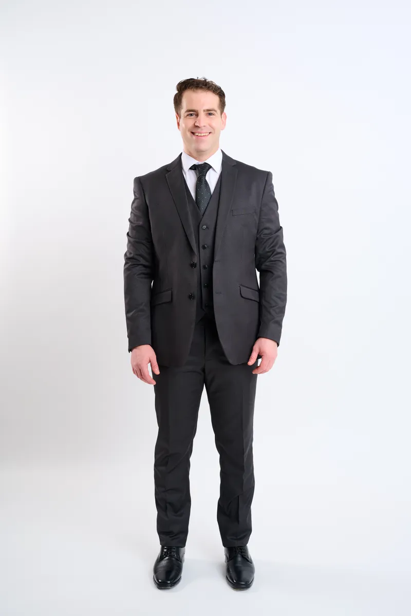 Traje gris oxford 3 pz