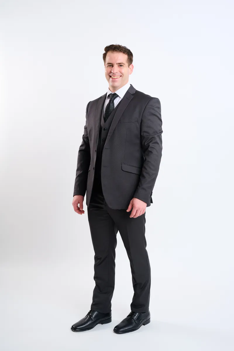 Traje gris oxford 3 pz