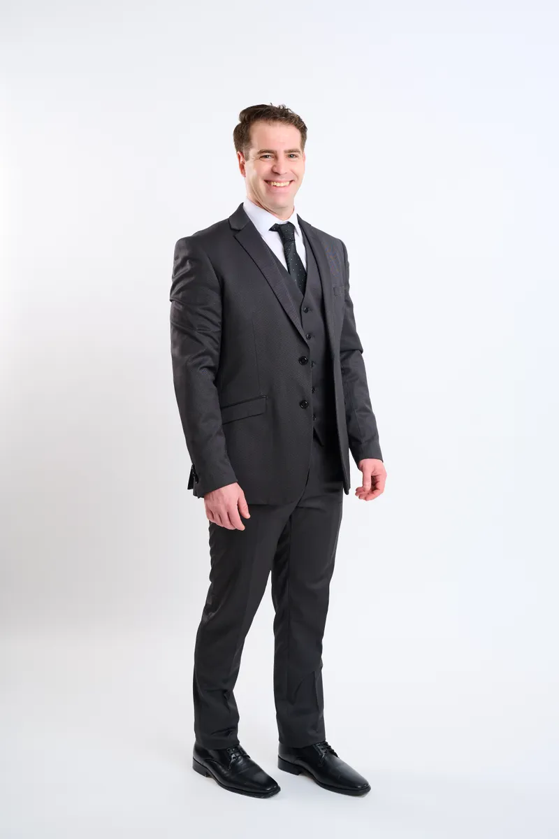 Traje gris oxford 3 pz